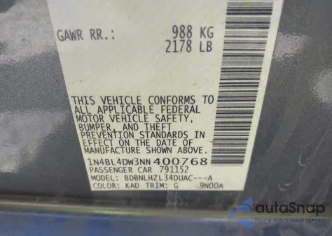 2022 Nissan Altima Sv Intelligent Awd from USA, damaged, VIN 1N4BL4DW3NN400768